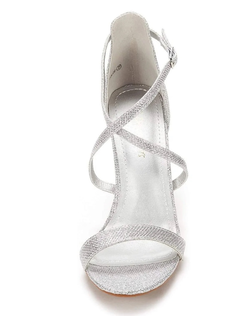 IDIFU Women's Stilettos Open Toe Sandals Pump Heel  DOLCE SILVER/GLITTER Size 8